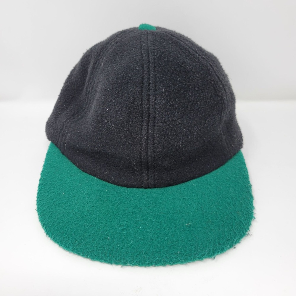 Vintage Merkley Headgear Black & Green Fleece Baseball Strapback‎ Hat